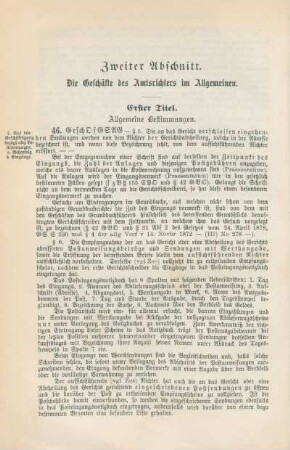Zweiter Abschnitt. Die Geschäfte des Amtsrichters im Allgemeinen