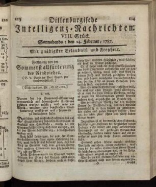 VIII. Stück. Sonnabends: den 24. Februar, 1787.