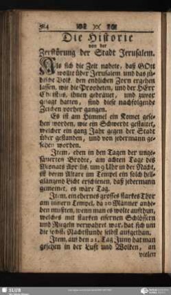 Die Historie von der Zerstörung der Stadt Jerusalem