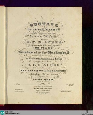 Gustave ou le bal masque : opéra historique en cinq actes