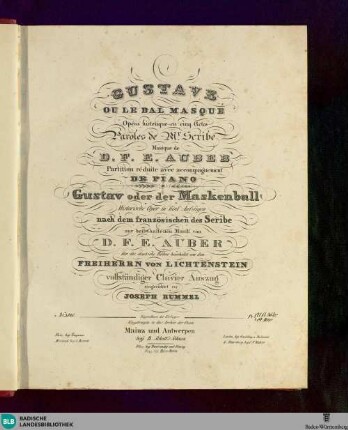 Gustave ou le bal masque : opéra historique en cinq actes