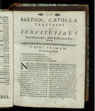 Tractatus De Servitutibus tam Urbanorum, quam Rusticorum Praediorum