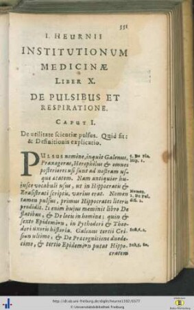 Liber X. De pulsibus et respiratione.