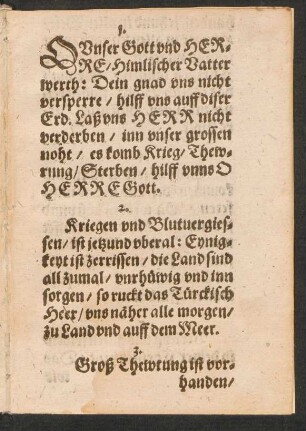 O Vnser Gott vnd HER=||RE/ Himlischer Vatter || werth: