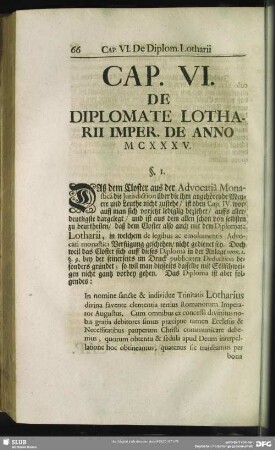 Cap. VI. De Diplomate Lotharii Imper. De Anno MCXXXV