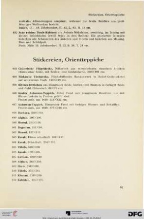 Stickereien, Orientteppiche (Nr. 493-524)