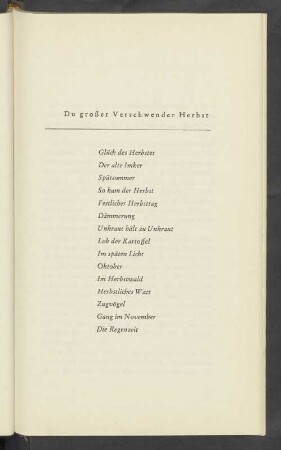 Du großer Verschwender Herbst