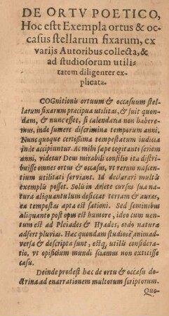 De ortv poetico, hoc estt exempla ortus & occasus stellarum fixarum ...