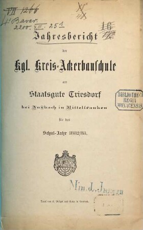 Jahresbericht. 1882/83
