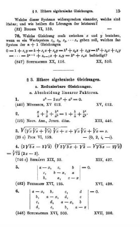 § 3. Höhere algebraische Gleichungen (73).