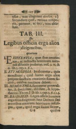 Tab. III. De Legibus officia erga alios dirigentibus.