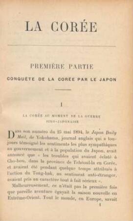 Première partie. Conquete de la Corée par le Japon