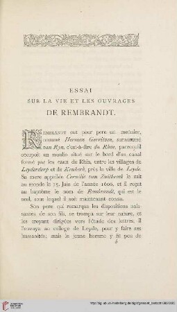 Essai sur la vie et les ouvrages de Rembrandt