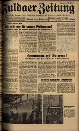 Ausgabe vom Mittwoch, den 15. Februar 1939.
