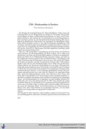 1780 – Kirchenanbau in Herdern.