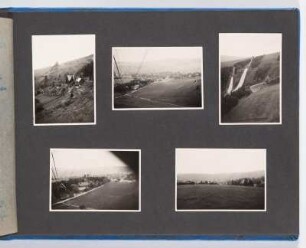 Albumseite mit fünf Fotografien : Album mit Fotografien Erich Hellers von einem Betriebsausflug 1960 nach Annaberg. Kunstledereinband mit Spiralbindung,geprägt, z. T. Goldprägung; 23 x 31 x 2 cm (23 x 31 x 2 cm). Dresden: SLUB/DF 2017.D.45