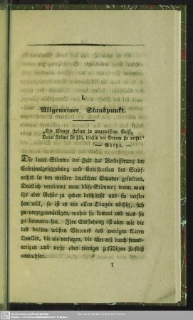 I. Allgemeiner Standpunkt