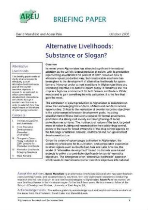 Alternative livelihoods : substance or slogan?