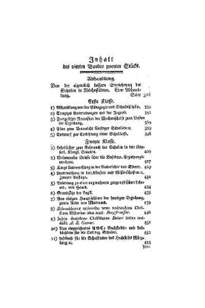Inhalt des Vierten Bandes zweyten Stücks