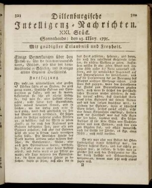 XXI. Stück. Sonnabends: den 23. May. 1795.