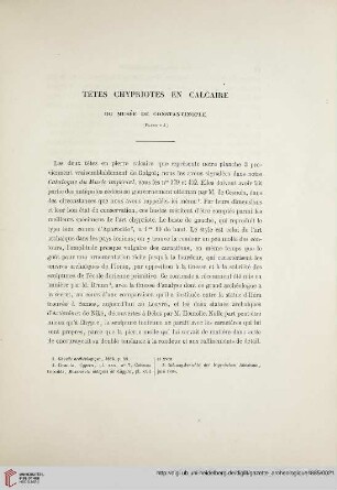 Têtes chypriotes en calcaire du musée de Constantinople