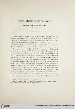 Têtes chypriotes en calcaire du musée de Constantinople