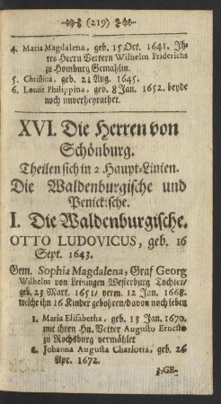 XVI. Die Herren von Schönburg.