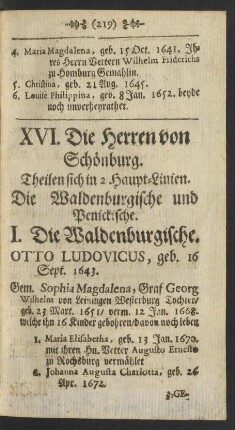 XVI. Die Herren von Schönburg.