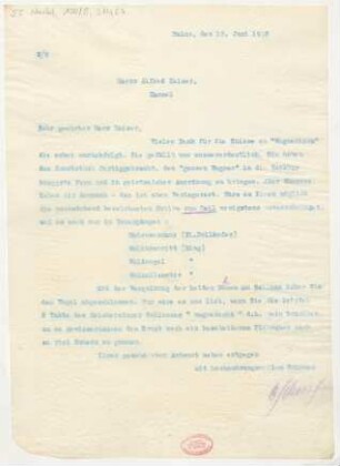Brief an Alfred Kaiser : 13.06.1913