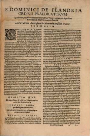 In D. Thomae Aquinatis commentaria super libris posteriorum analyticorum Aristotelis quaestiones perutiles