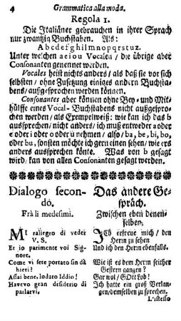 Dialogo secondo. Frà li medesimi. / Das andere Gepräch. Zwischen eben denenselben.