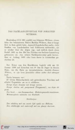 Das Nachlass-Inventar von Johannes Withoos