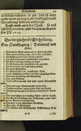 Die dreyzehende Abtheilung. Eine Dancksagung/ Bekäntniß und Gebet. [u. a.]