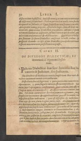Caput II. De Divisione Dialecticae; Et Iuventionis ac Argumenti Definitione.