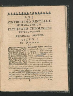 Sectio I. De Prooemio