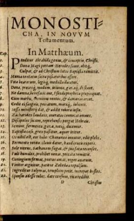 Monosticha, In Novum Testamentum.