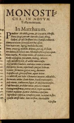 Monosticha, In Novum Testamentum.