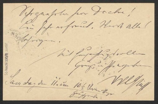 Brief an Ludwig Strecker <senior> und B. Schott's Söhne : 08.11.1899