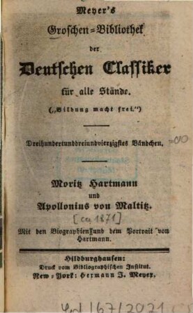Moritz Hartmann und Apollonius von Maltitz : [Ausgewählte Gedichte]