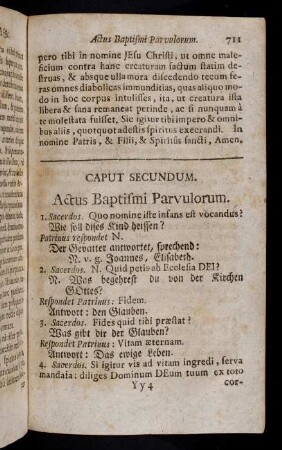 711-774, Caput Secundum. Actus Baptismi Parvulorum.