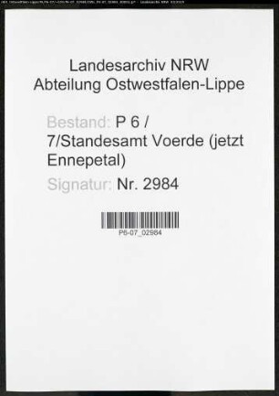 Sterberegister Standesamt Voerde