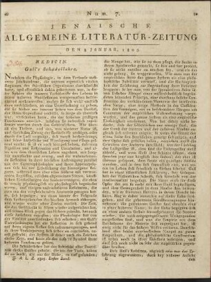 Num. 7. Den 8. Januar 1805