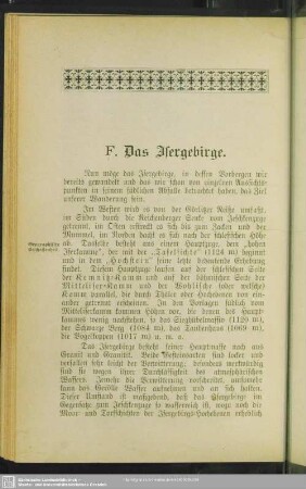 F. Das Isergebirge
