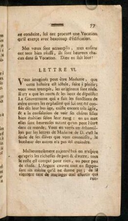 77-86, Lettre VI.