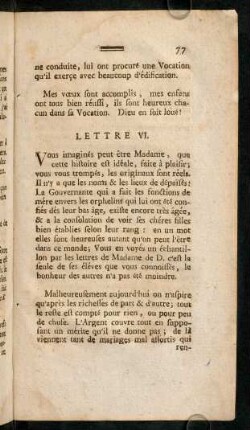 77-86, Lettre VI.