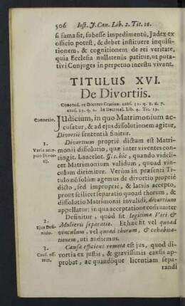 Titulus XVI. De Divortiis.