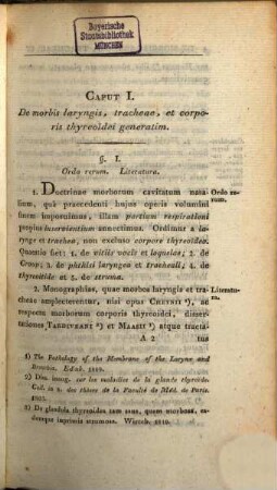 Praxeos medicae universae praecepta, 2,2,1. Doctrinam de Morbis Laryngis, Tracheae et Corporis Thyreoidei ...