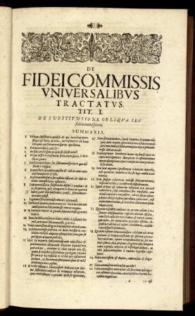 De Fideicommissis Universalibus Tractatus.