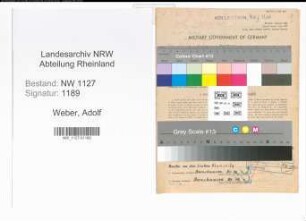 Entnazifizierung Adolf Weber , geb. 27.02.1895 (Lehrer)