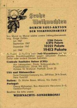 Informationsblatt der Volkssolidarität zu einer Solidaritäts-Aktion zu Weihnachten 1948